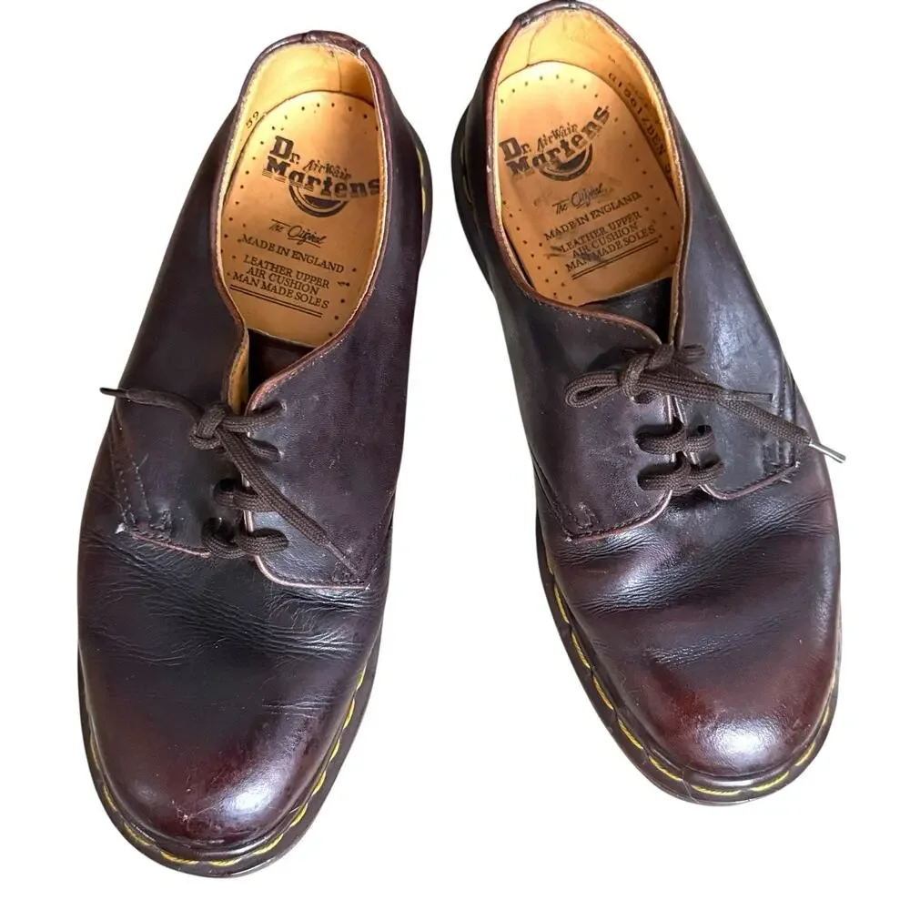 Dr Martens Y2K Leather Oxford Shoes‎ Mens Sz 7 UK Made in England Vtg 1561 Brown